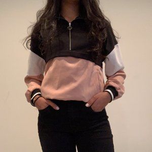 Color Block Quarter-Zip Hoodie